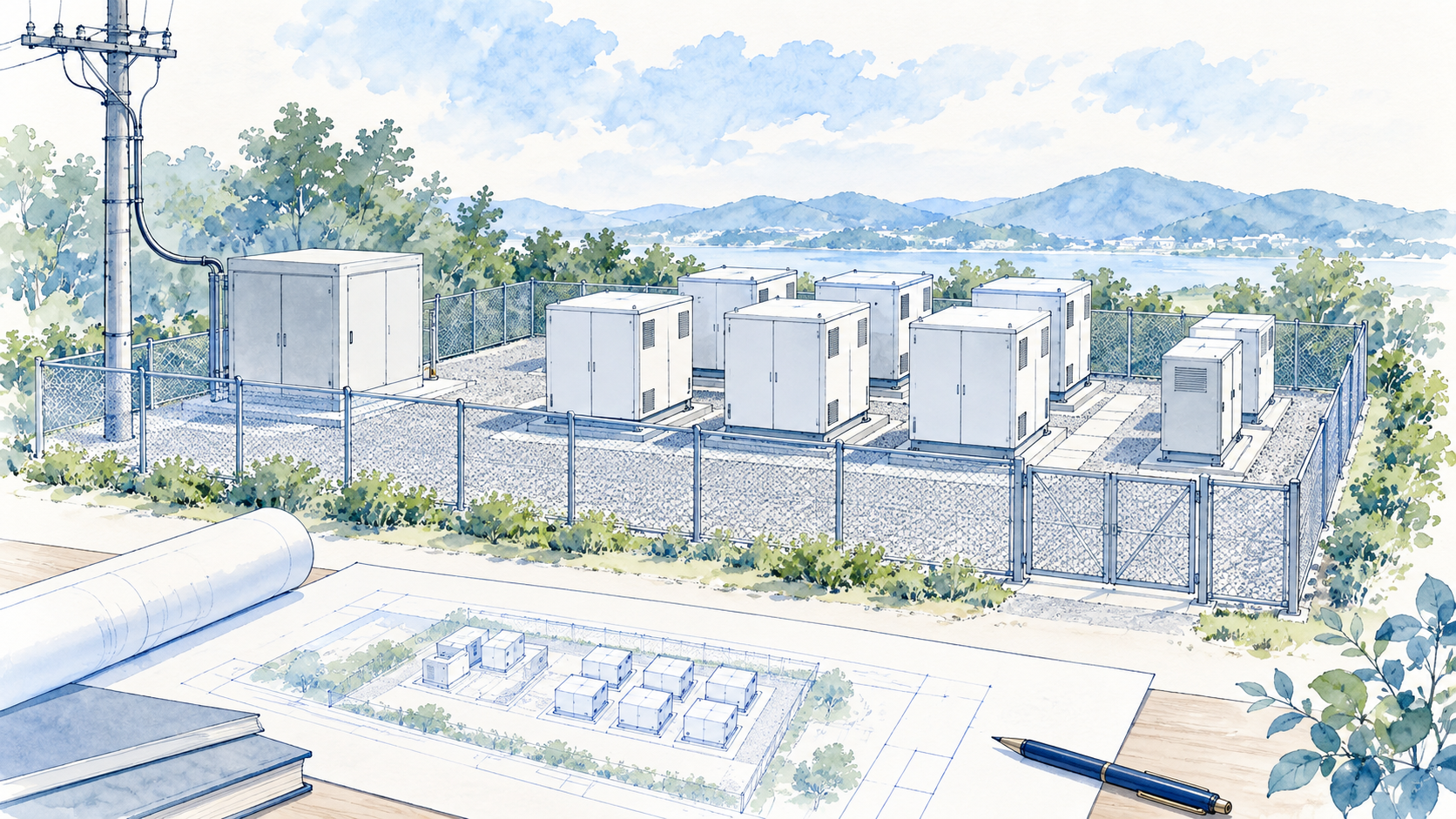 系統側と現場側の条件を合わせ、受電までの準備を進める。(概念イラスト)