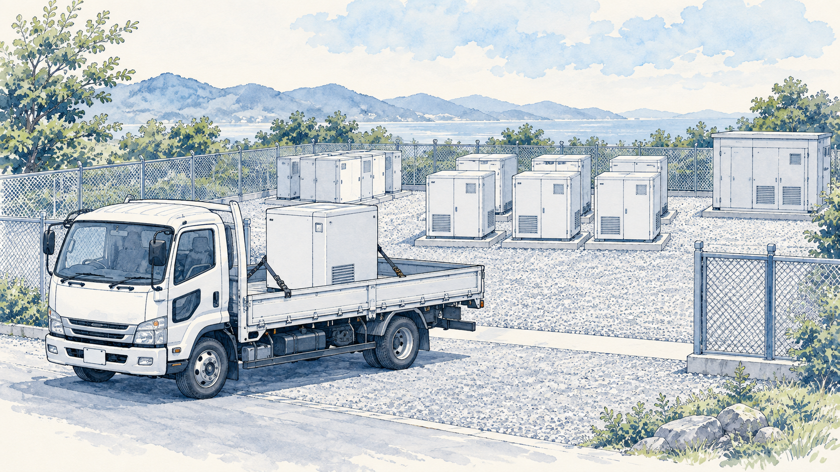 小型コンテナを分けて運び、土地の条件に合わせて組み合わせる。(概念イラスト)